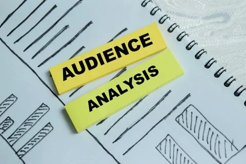 Concept of audience analysis write on sticky notes isolated on Wooden Table. Stock Photos