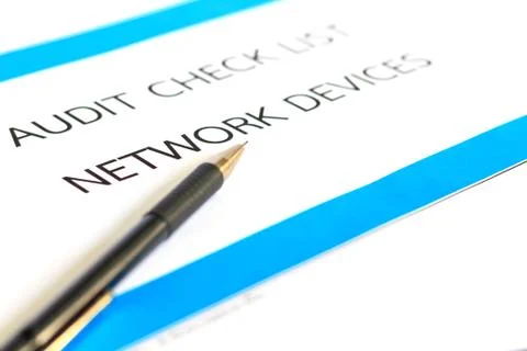 Concept of audit check list network devices Stock Photos