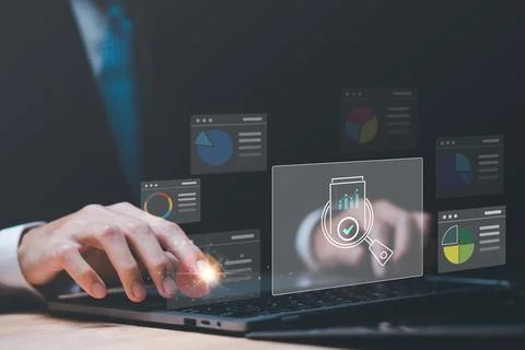 Concept of auditing and evaluating the quality and efficiency of a business.. Stock Photos