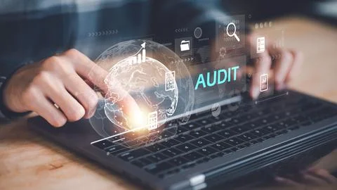 Concept of auditing and evaluating quality and efficiency of personnel ,bus.. 스톡 사진