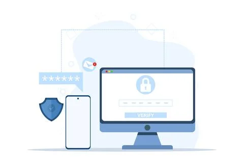 Concept of authentication code for website or 2 step verification Stock Illustration