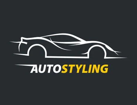 Concept auto styling car logo with supercar sports vehicle silhouette. Stock Illustration