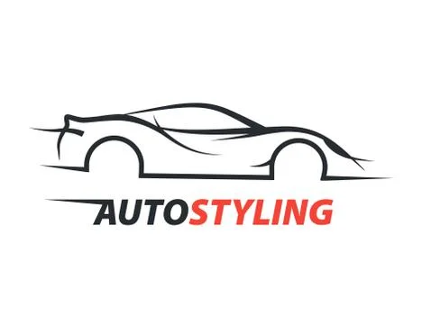 Concept auto styling car logo with supercar sports vehicle silhouette. Stock Illustration