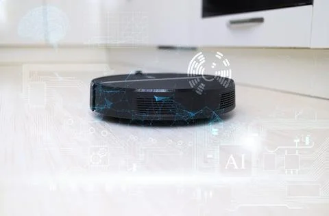 The concept of automatic cleaning using modern technology and artificial inte Stock Photos