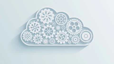 Concept of automation of the operating mechanism of a cloud computing system Stock Footage 335888723
