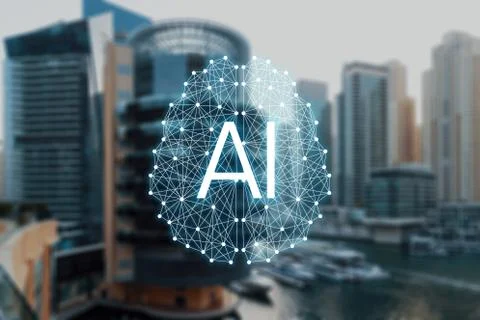 The concept of Autonomous things and smart city. Social infrastructure under  Stock Photos