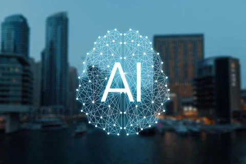 The concept of Autonomous things and smart city. Social infrastructure under  Stock Photos