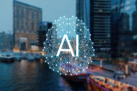 The concept of Autonomous things and smart city. Social infrastructure under  Stock Photos