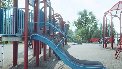 Concept to avoid public playgrounds by kids during the Covid-19 스톡 동영상 202195612