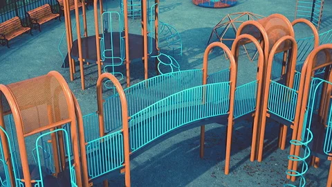 Concept to avoid public playgrounds by kids during the Covid-19 스톡 동영상 225329611