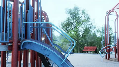 Concept to avoid public playgrounds by kids during the Covid-19 스톡 동영상 230095471