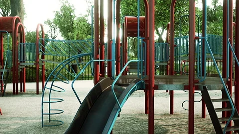 Concept to avoid public playgrounds by kids during the Covid-19 스톡 동영상 232612943