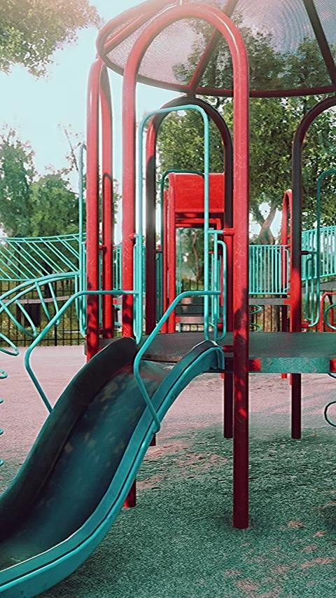 Concept to avoid public playgrounds by kids during the Covid-19 스톡 동영상 306303864