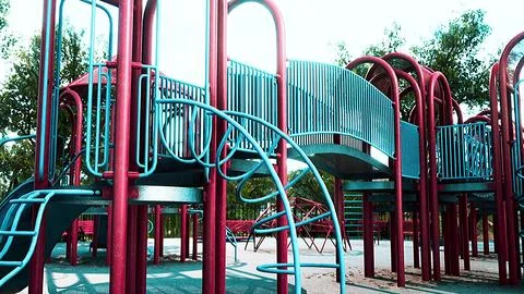 Concept to avoid public playgrounds by kids during the Covid-19 Stock Illustration