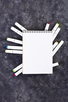 Concept back to school. Different supplies for sketch. School accessories. Stock Photos