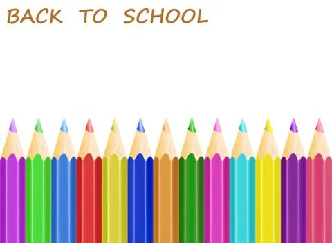 Concept back to school with white apper and colorful pencils, stock vector il Stock Illustration