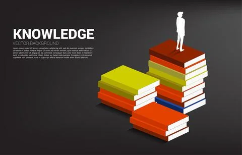 Concept background for power of knowledge. Silhouette of businessman standing Stock Illustration