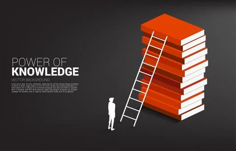 Concept background for power of knowledge. Silhouette of businessman ready to イラスト素材
