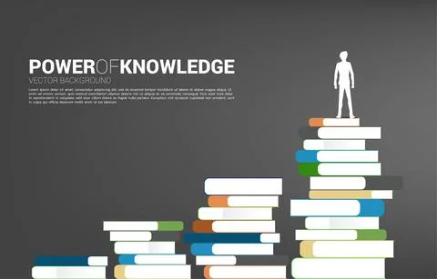 Concept background for power of knowledge. Silhouette of businessman standing イラスト素材