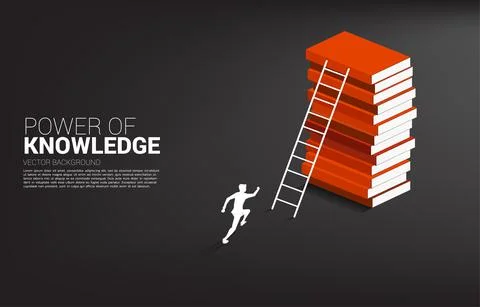 Concept background for power of knowledge. Silhouette of businessman running  Stock Illustration