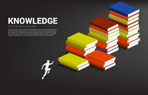 Concept background for power of knowledge. Silhouette of businessman running  Stock Illustration