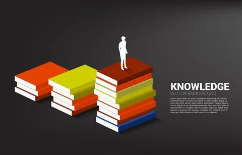 Concept background for power of knowledge. Silhouette of businessman standing Stock Illustration
