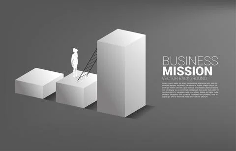 Concept background for power of knowledge. Silhouette of businesswoman ready  Stock Illustration