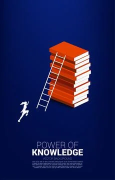 Concept background for power of knowledge. Silhouette of businesswoman runnin Stock Illustration