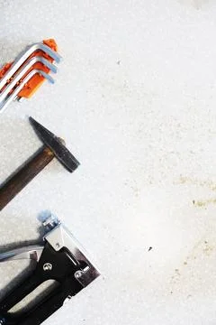 Concept background on the theme of construction and renovation. Hammer Stock Photos