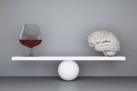Concept of balance between the brain and alcohol Stock Illustration