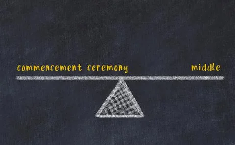 Concept of balance between commencement ceremony and middle. Black chalboard  Stock Illustration