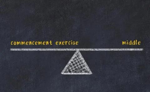 Concept of balance between commencement exercise and middle. Black chalboard  Stock Illustration