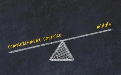 Concept of balance between commencement exercise and middle. Black chalboard  Stock Illustration