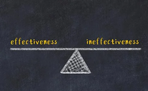 Concept of balance between effectiveness and ineffectiveness. Black chalboard Stock Photos