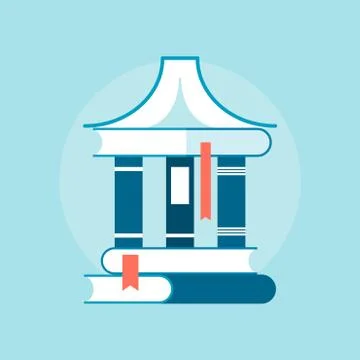 Concept banner of stack of books representing library Stock Illustration