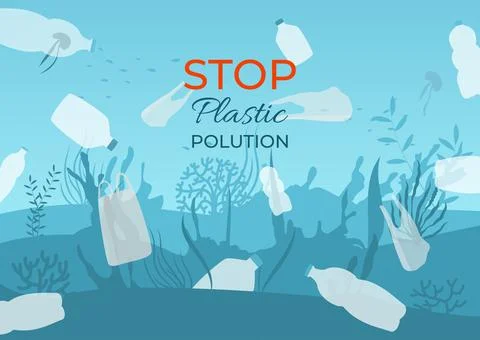Concept banner stop using plastic propaganda, organic ecology technogenic Stock Illustration