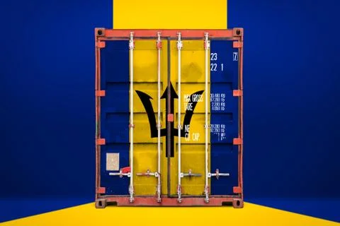 The concept of  Barbados export-import, container transporting and national d 스톡 사진