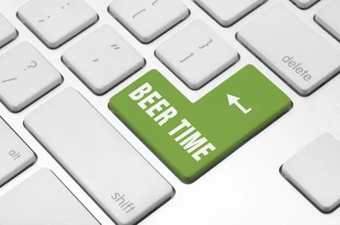 Concept: Beer time key on the computer keyboard Illustrazione stock