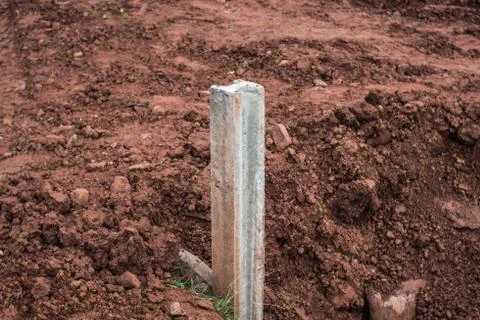 The concept of beginning in concrete building structure site construction pro Stock Photos