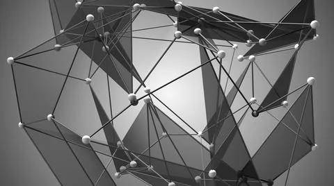 Concept big data machine intelligence algorithm shapes deforming - 3D render Stock Illustration