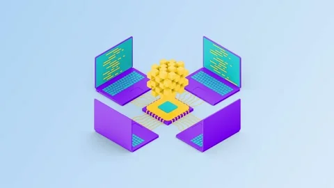 Concept of big data processing center loopable concept. Video stock 158225829