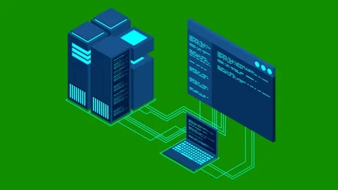 Concept of big data processing center loopable concept. Isometric Data cent.. Stock Footage 242852172