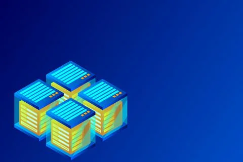 Concept of big data processing energy station of future server room rack data Stock Illustration