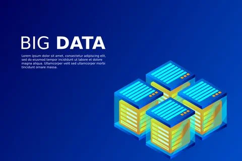 Concept of big data processing energy station of future server room rack data Illustrazione stock