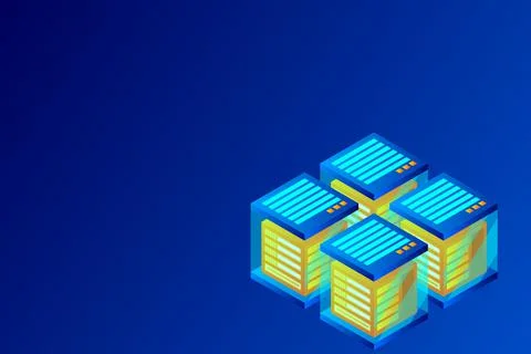 Concept of big data processing energy station of future server room rack data Stock Illustration