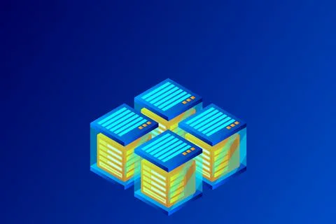 Concept of big data processing energy station of future server room rack data Stock Illustration