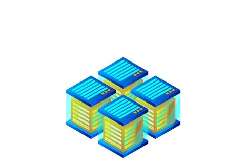 Concept of big data processing energy station of future server room rack data Stock Illustration