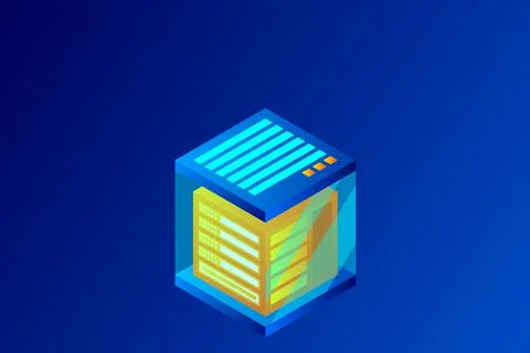 Concept of big data processing energy station of future server room rack data Stock Illustration