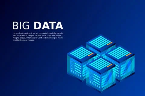 Concept of big data processing energy station of future server room rack data Stock Illustration