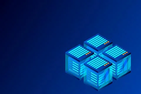 Concept of big data processing energy station of future server room rack data Stock Illustration